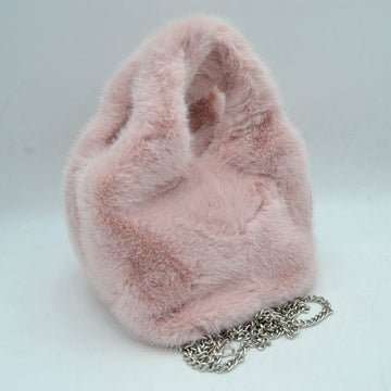 Madeline Love Fluffy Plush Handbag with Integrated Top Handle and Metallic Chain Strap in Clear White - Meta Handbag