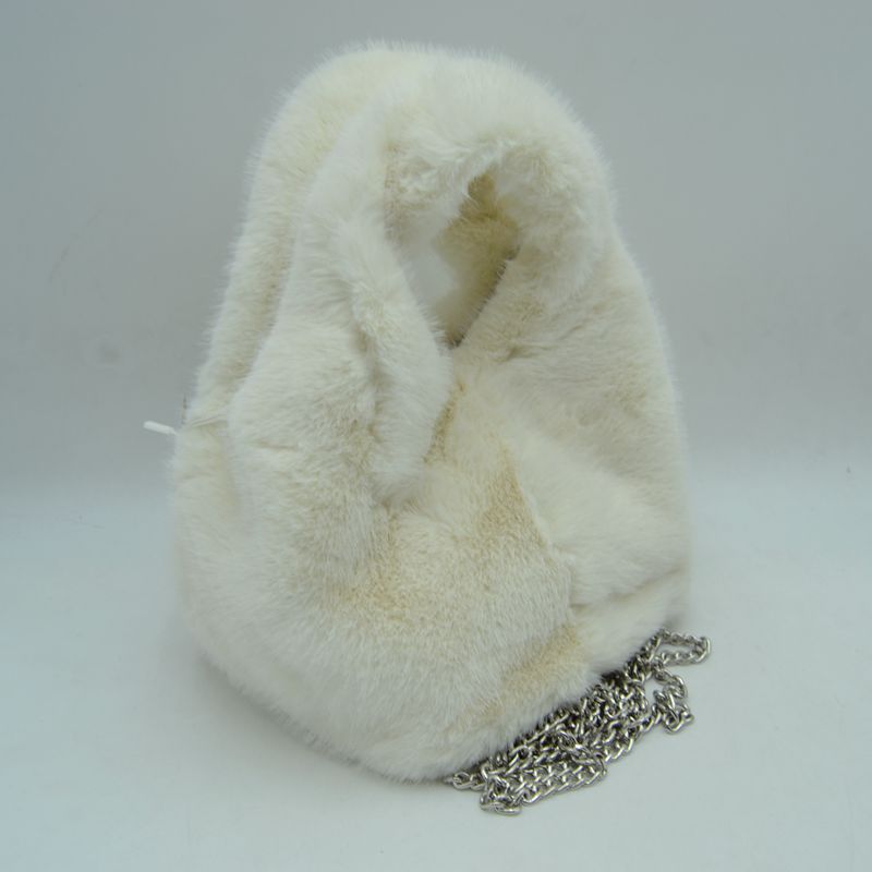 Madeline Love Fluffy Plush Handbag with Integrated Top Handle and Metallic Chain Strap view 17 - Meta Handbag