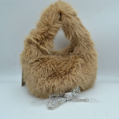 Madeline Love Fluffy Plush Handbag with Integrated Top Handle and Chain Strap view 5 - Chai Handbag