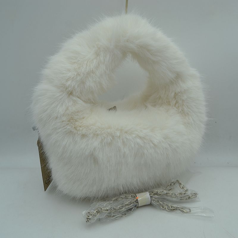 Madeline Love Fluffy Plush Handbag with Integrated Top Handle and Chain Strap view 9 - Chai Handbag