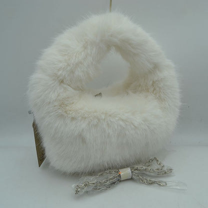 Madeline Love Fluffy Plush Handbag with Integrated Top Handle and Chain Strap view 9 - Chai Handbag