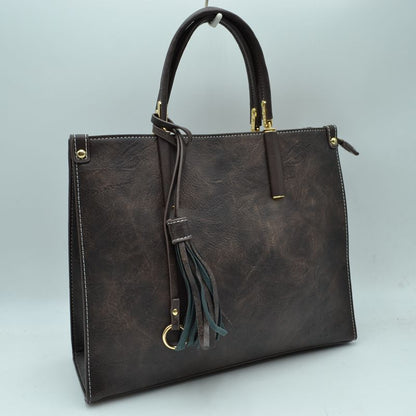 Madeline Love Large Shoulder Vegan Leather Tassel Handbag for Women in Orange view 16 - Women Handbag