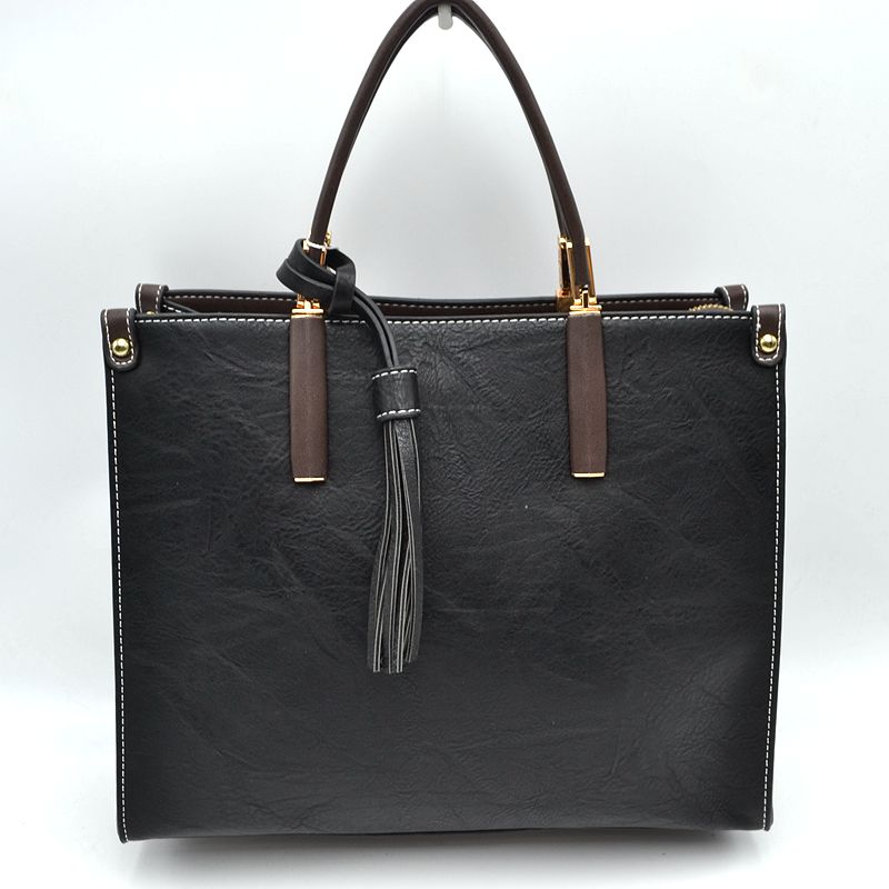 Madeline Love Large Shoulder Vegan Leather Tassel Handbag for Women in Gray view 6 - Women Handbag