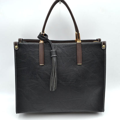 Madeline Love Large Shoulder Vegan Leather Tassel Handbag for Women in Gray view 6 - Women Handbag