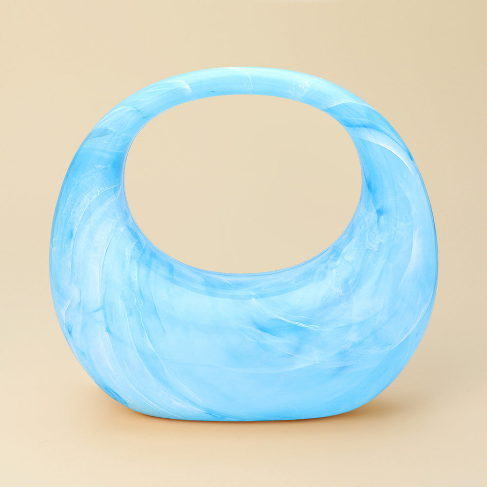 Madeline Love Marbled Acrylic Crescent Handbag in Turquoise