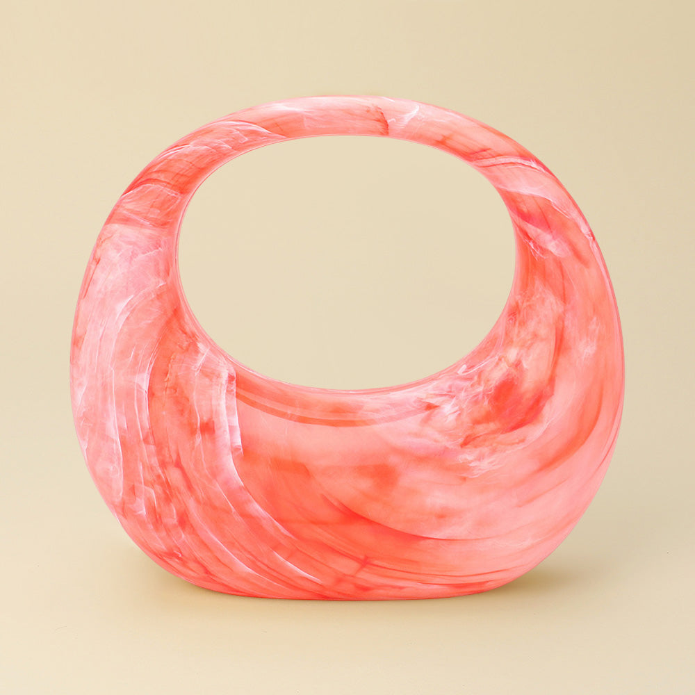 Madeline Love Marbled Acrylic Crescent Handbag in Coral view 3