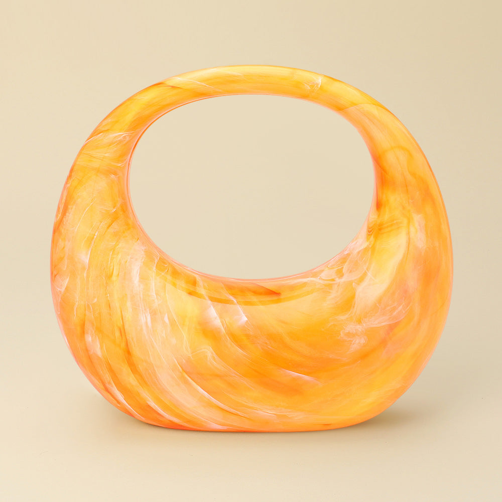 Madeline Love Marbled Acrylic Crescent Handbag in Orange view 4