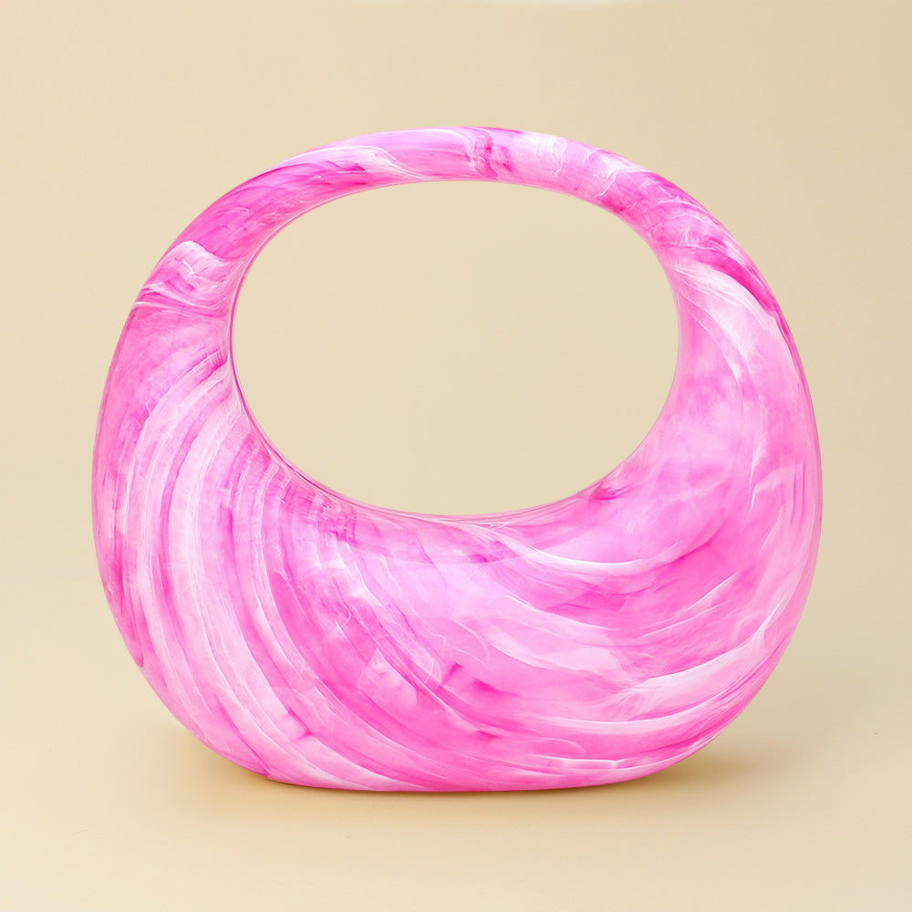 Madeline Love Marbled Acrylic Crescent Handbag in Pink view 5