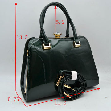 Madeline Love Patent Frame Satchel Handbag with Top Handles and Pearl Clasp in Leopard view 2 - Pearl Handbag
