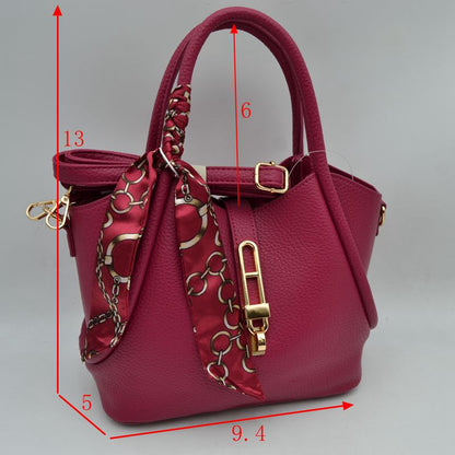 Madeline Love Pebbled Handbag with Scarfed Top Handles and Crossbody Strap view 6 - Crossbody Handbag