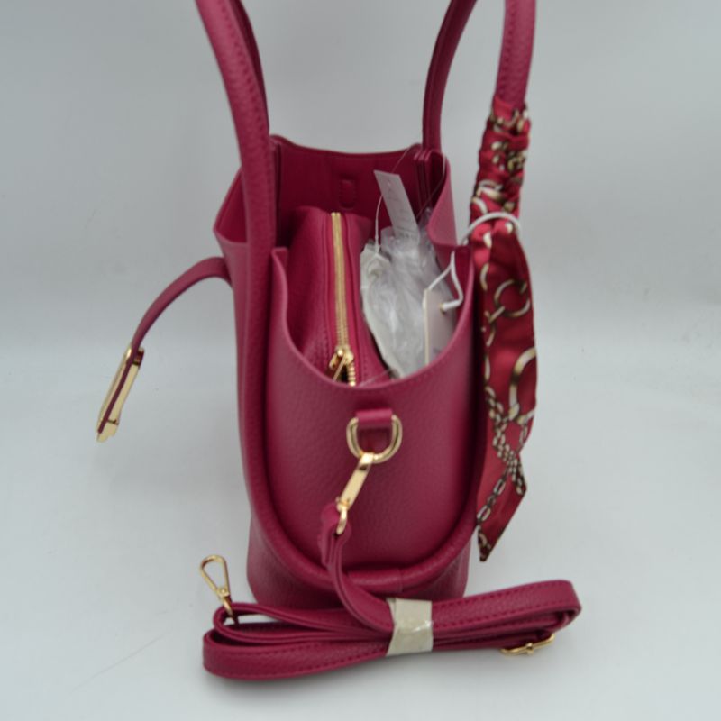 Madeline Love Pebbled Handbag with Scarfed Top Handles and Crossbody Strap view 8 - Crossbody Handbag