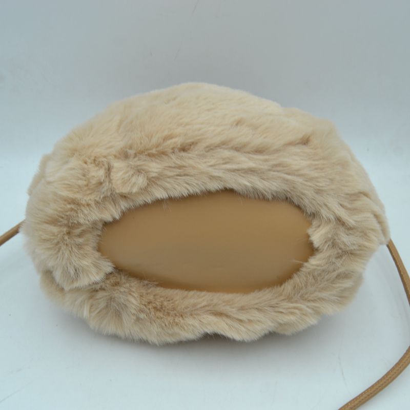 Madeline Love Plush Faux Fur Bucket Handbag with Braided Handles and Long Strap view 8 - Strap Handbag