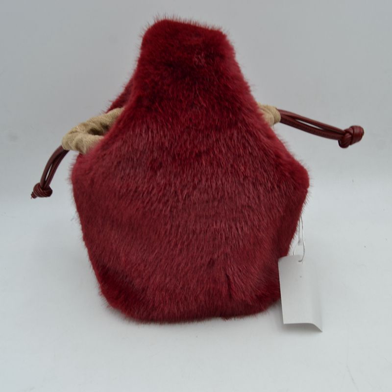 Madeline Love Plush Faux Fur Bucket Handbag with Drawstring and Removable Strap view 5 - Remova Handbag