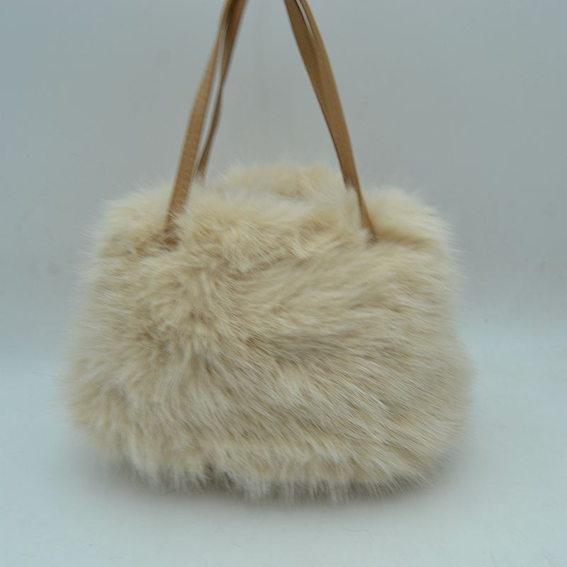 Madeline Love Plush Faux Fur Handbag with Pearl Bead Accent and Dual Straps view 9 - Dual Handbag