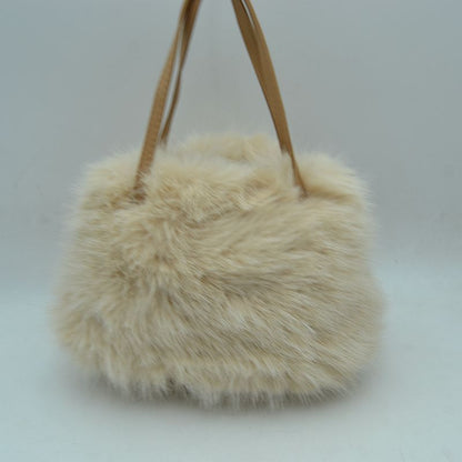 Madeline Love Plush Faux Fur Handbag with Pearl Bead Accent and Dual Straps view 9 - Dual Handbag