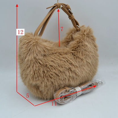 Madeline Love Plush Faux Fur Hobo Handbag with Adjustable Top Handle and Strap view 9 - Handle Handbag