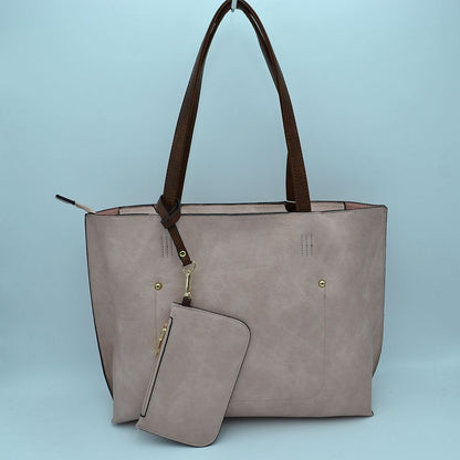 Madeline Love Pu Vegan Leather 2 in 1 Tote Crossbody Handbag view 19 - Handbag Tote