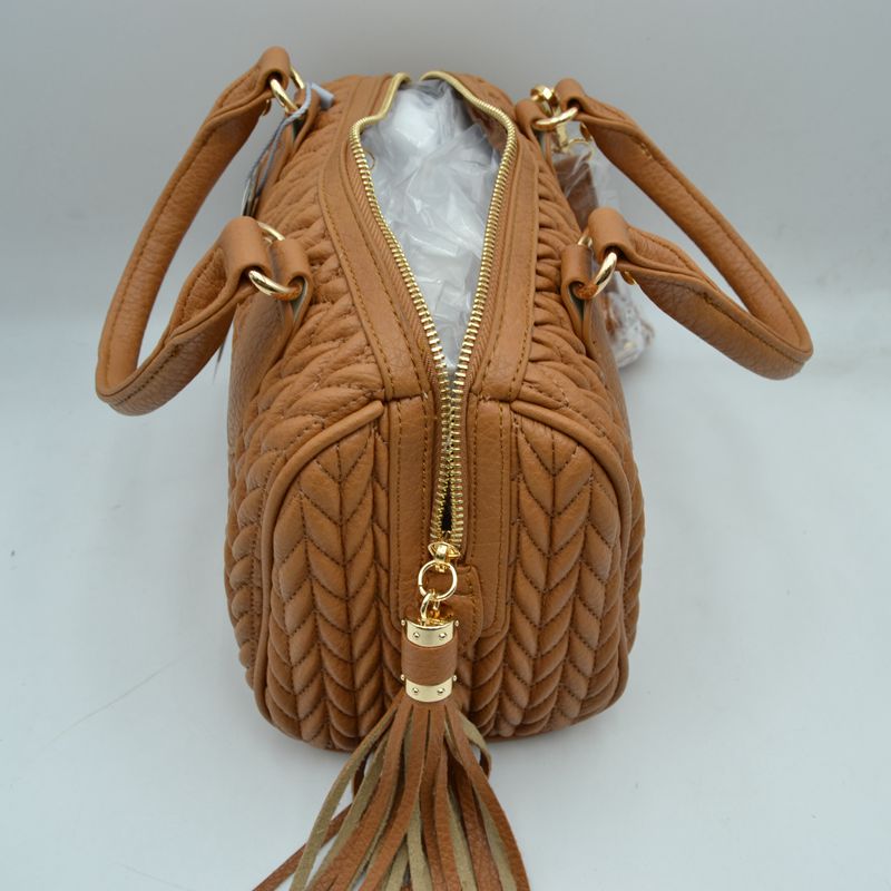 Madeline Love Quilted Chevron Satchel Handbag | Textured Top-handle Crossbody Purse view 10 - Cros Handbag