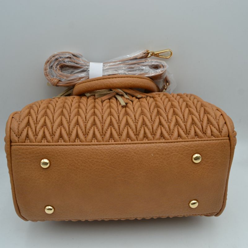 Madeline Love Quilted Chevron Satchel Handbag | Textured Top-handle Crossbody Purse view 19 - Cros Handbag