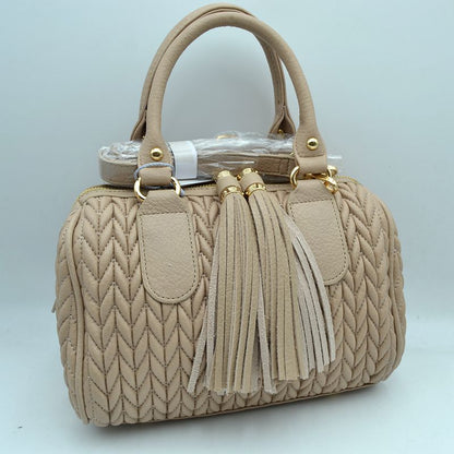 Madeline Love Quilted Chevron Satchel Handbag | Textured Top-handle Crossbody Purse view 28 - Cros Handbag