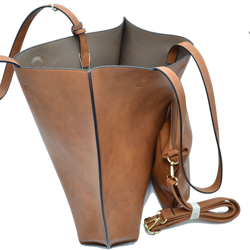 Madeline Love Reversible Faux Leather Tote Bag Vegan Tassel Handbag in Blush view 4 - Handbag Tote
