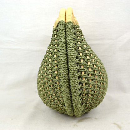 Madeline Love Round Woven Straw Handbag with Rattan Cutout Handle view 21 - Handle Handbag