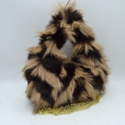 Madeline Love Shaggy Plush Handbag with Integrated Handle and Chain Strap view 5 - Chain Handbag