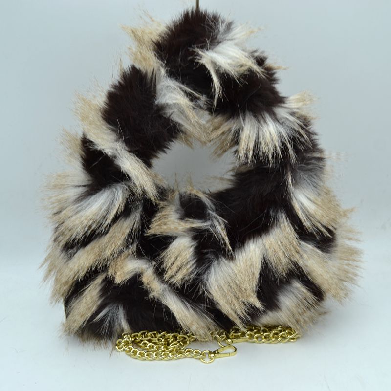 Madeline Love Shaggy Plush Handbag with Integrated Handle and Chain Strap view 9 - Chain Handbag
