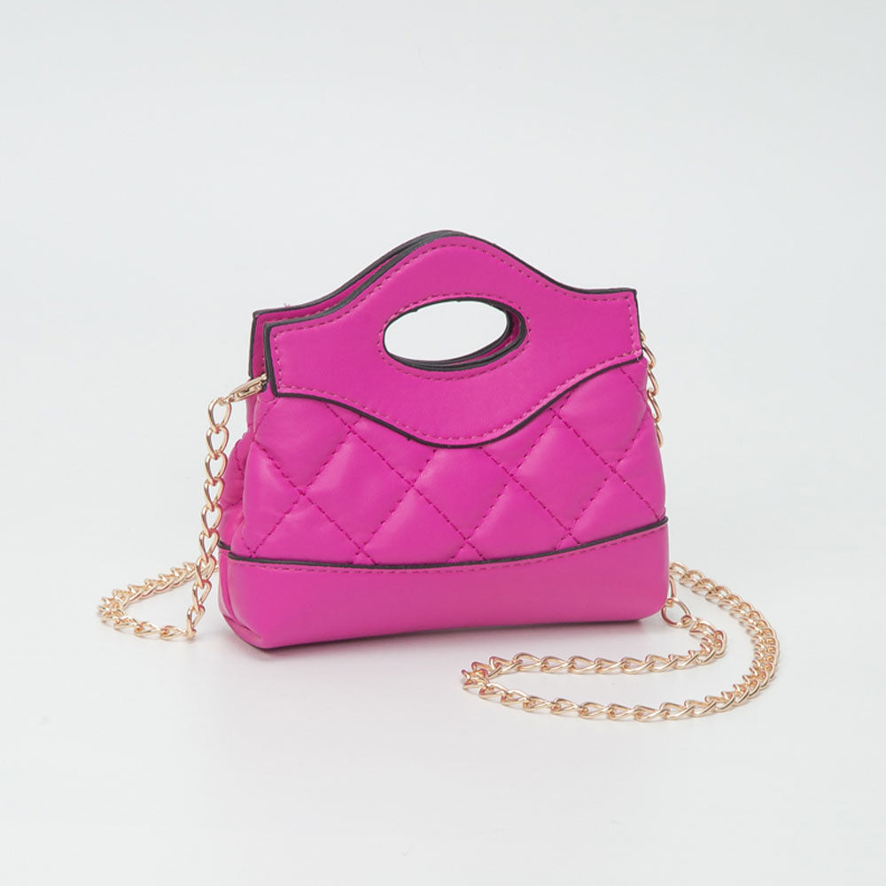 Madeline Love Smooth Faux Leather Mini Quilted Handbag Crossbody Bag in Fuchsia view 10 - Bag Handbag