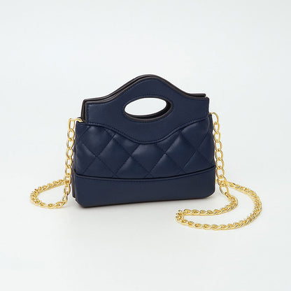 Madeline Love Smooth Faux Leather Mini Quilted Handbag Crossbody Bag in Navy view 11 - Bag Handbag
