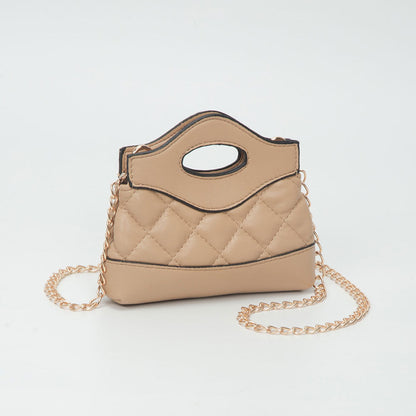 Madeline Love Smooth Faux Leather Mini Quilted Handbag Crossbody Bag in Beige view 3 - Bag Handbag