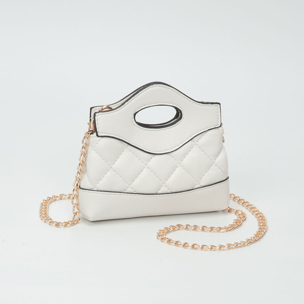 Madeline Love Smooth Faux Leather Mini Quilted Handbag Crossbody Bag in White view 4 - Bag Handbag