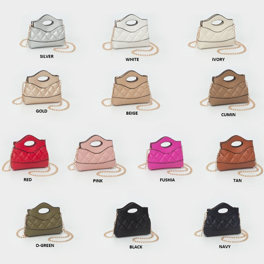 Madeline Love Smooth Faux Leather Mini Quilted Handbag Crossbody Bag view 46 - Bag Handbag