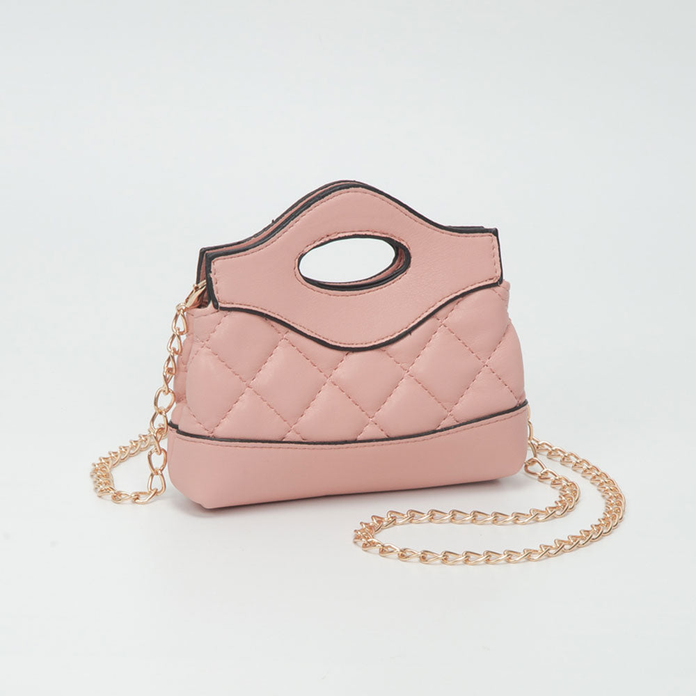 Madeline Love Smooth Faux Leather Mini Quilted Handbag Crossbody Bag in Pink view 6 - Bag Handbag