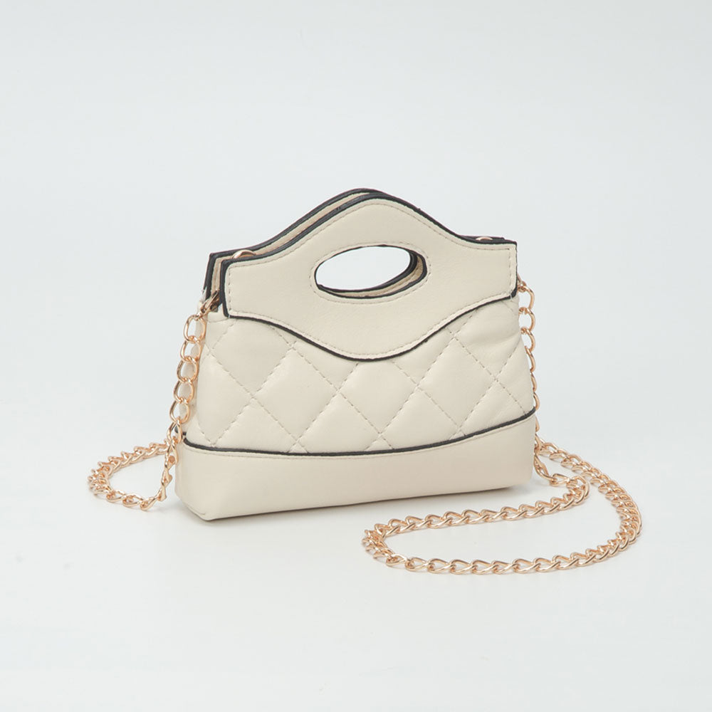 Madeline Love Smooth Faux Leather Mini Quilted Handbag Crossbody Bag in Ivory view 8 - Bag Handbag