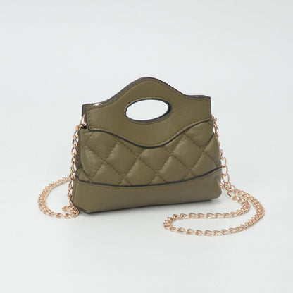 Madeline Love Smooth Faux Leather Mini Quilted Handbag Crossbody Bag in Olive Green view 9 - Bag Handbag