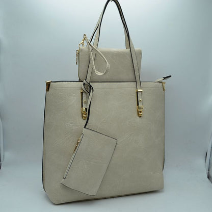 Madeline Love Soft Faux Leather Tote Handbag with Wallet in Blush - Wallet Tote