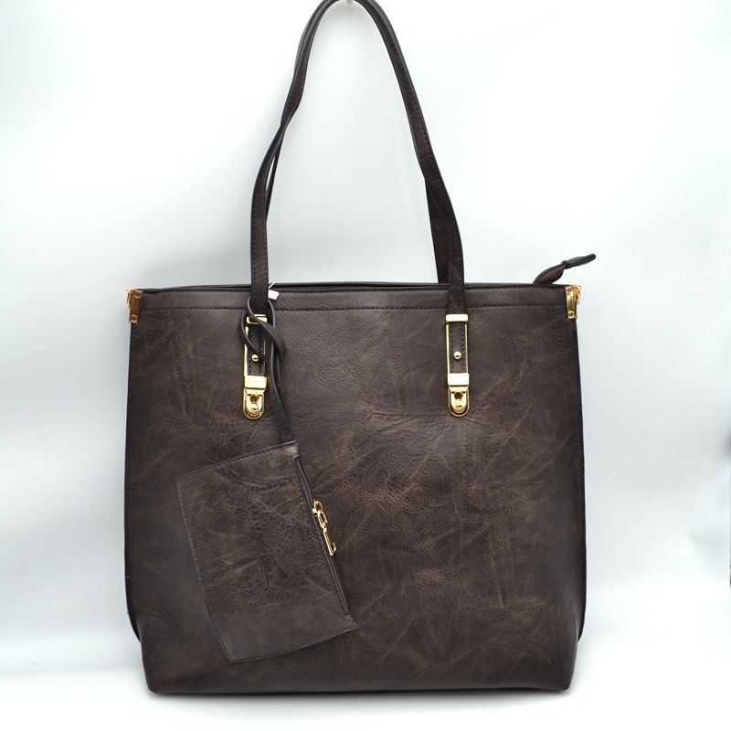 Madeline Love Soft Faux Leather Tote Handbag with Wallet in Khaki view 17 - Wallet Tote