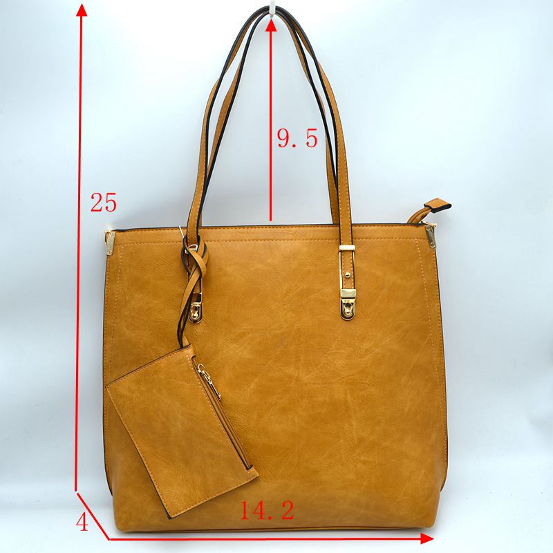 Madeline Love Soft Faux Leather Tote Handbag with Wallet in Grey view 2 - Wallet Tote