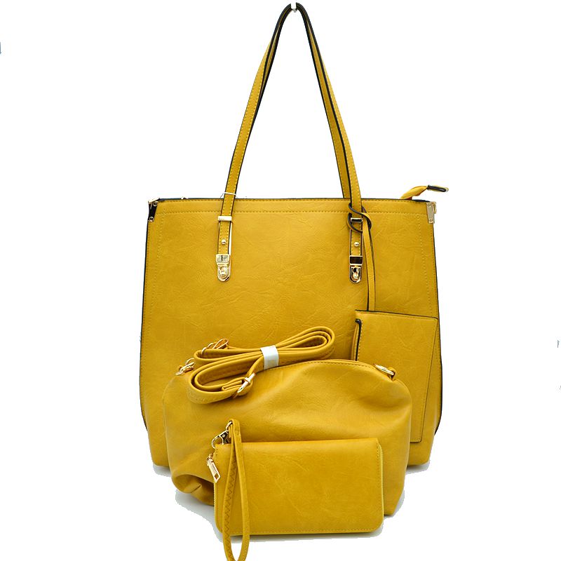 Madeline Love Soft Faux Leather Tote Handbag with Wallet in Mint view 3 - Wallet Tote