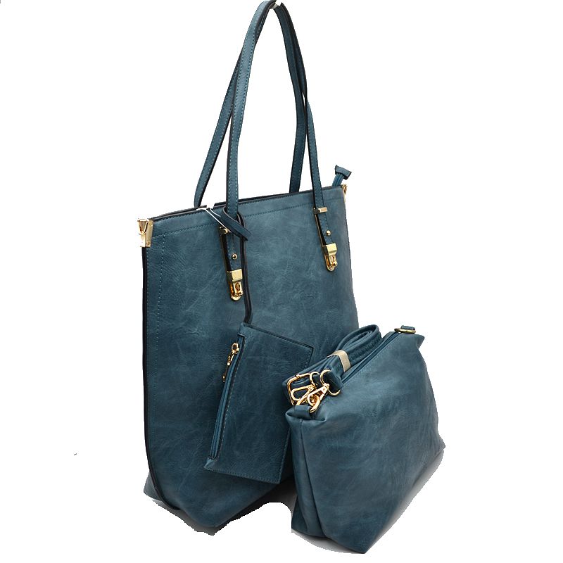 Madeline Love Soft Faux Leather Tote Handbag with Wallet in Black view 9 - Wallet Tote