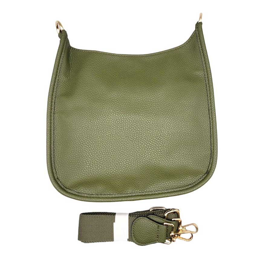 Madeline Love Solid Colored Faux Leather Adjustable Crossbody Tote Handbag in Pink view 5 - Han Crossbody