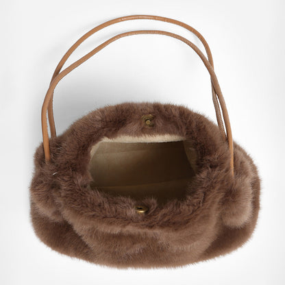 Madeline Love Solid Faux Fur Mini Handbag Shoulder Bag view 10 - Bag Handbag