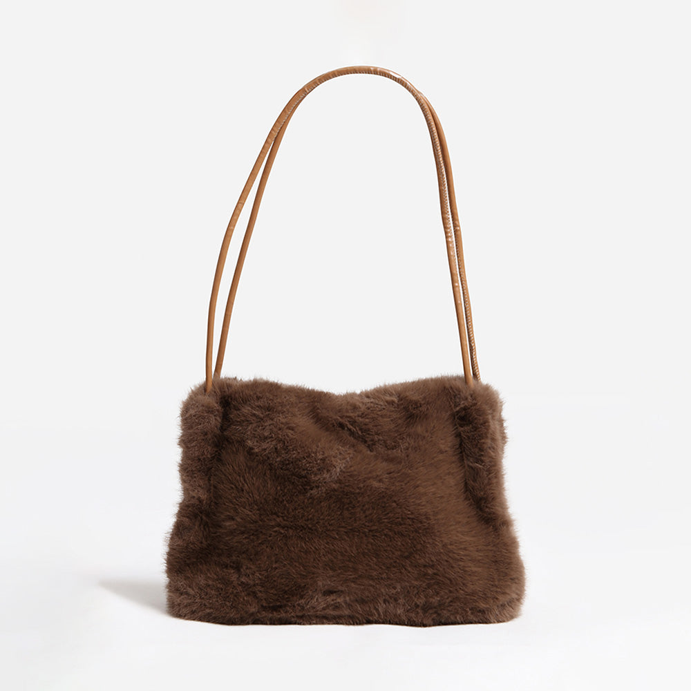 Madeline Love Solid Faux Fur Mini Handbag Shoulder Bag view 8 - Bag Handbag
