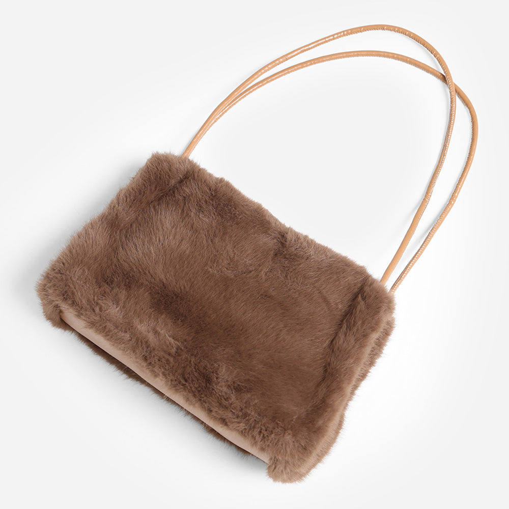 Madeline Love Solid Faux Fur Mini Handbag Shoulder Bag view 9 - Bag Handbag