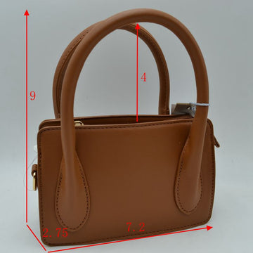 Madeline Love Structured Top Handle Handbag with Minimalist Design in Brown view 2 - Madelyn Top Love The Label