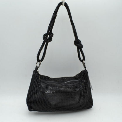 Madeline Love Textured Handbag with Knotted Shoulder Strap in Black - Strap Handbag