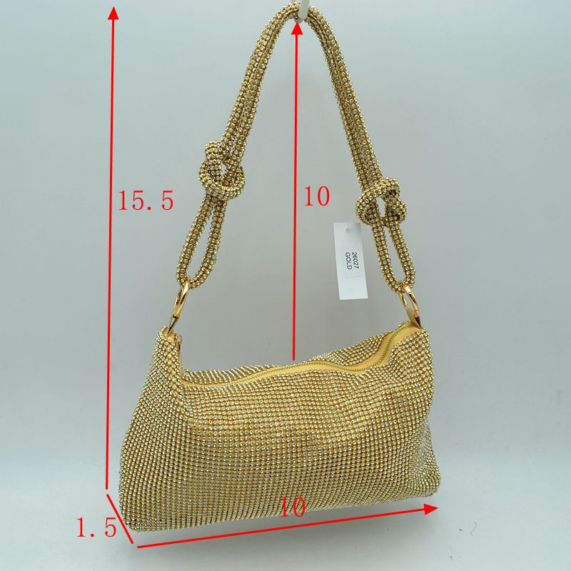 Madeline Love Textured Handbag with Knotted Shoulder Strap in Gold view 2 - Strap Handbag