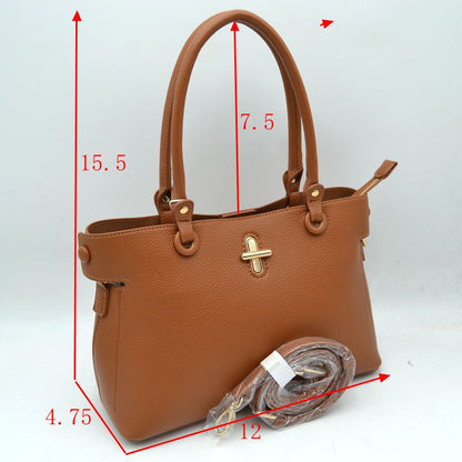 Madeline Love Textured Top Handle Handbag with Metallic Turn-lock Accent view 12 - Madelyn Top Love The Label