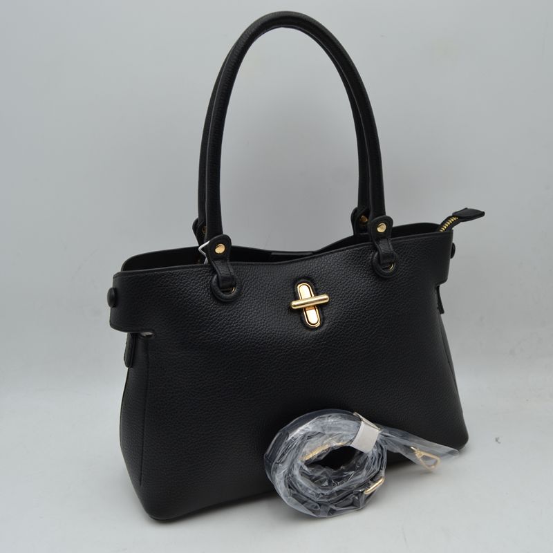Madeline Love Textured Top Handle Handbag with Metallic Turn-lock Accent view 6 - Madelyn Top Love The Label